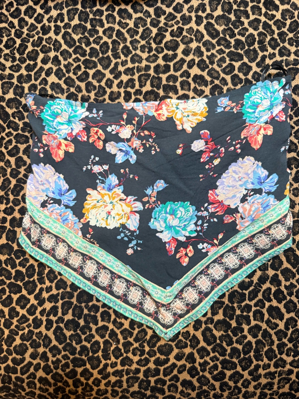 O’Neill tube crop top Floral Bandana Scarf in Navy with Multicolor Blooms